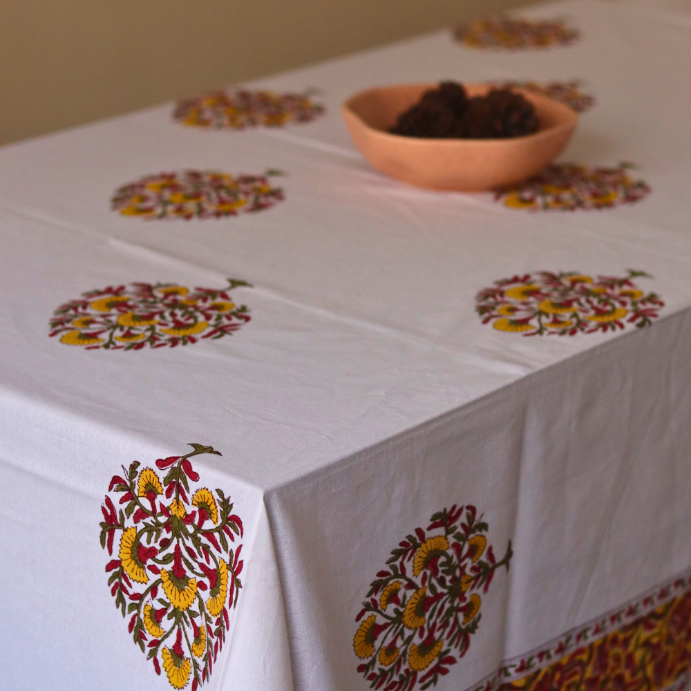 Yellow table cloth floral print 