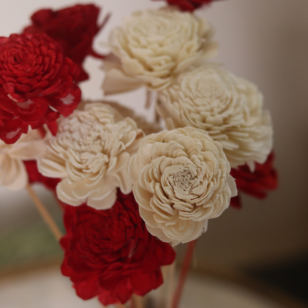 Red & white roses dried bouquet 