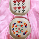 LoveisLove & Pastel Tulip Handmade Dessert Plate handmade in india