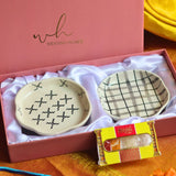 Crosses & Checks Handmade Dessert plate Rakhi Gift box with premium quality material