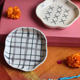 Crosses & Checks Handmade Dessert plate Rakhi Gift box handmade in India