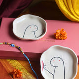 Hum - Tum Handmade Dessert plate Rakhi Gift box made by ceramic