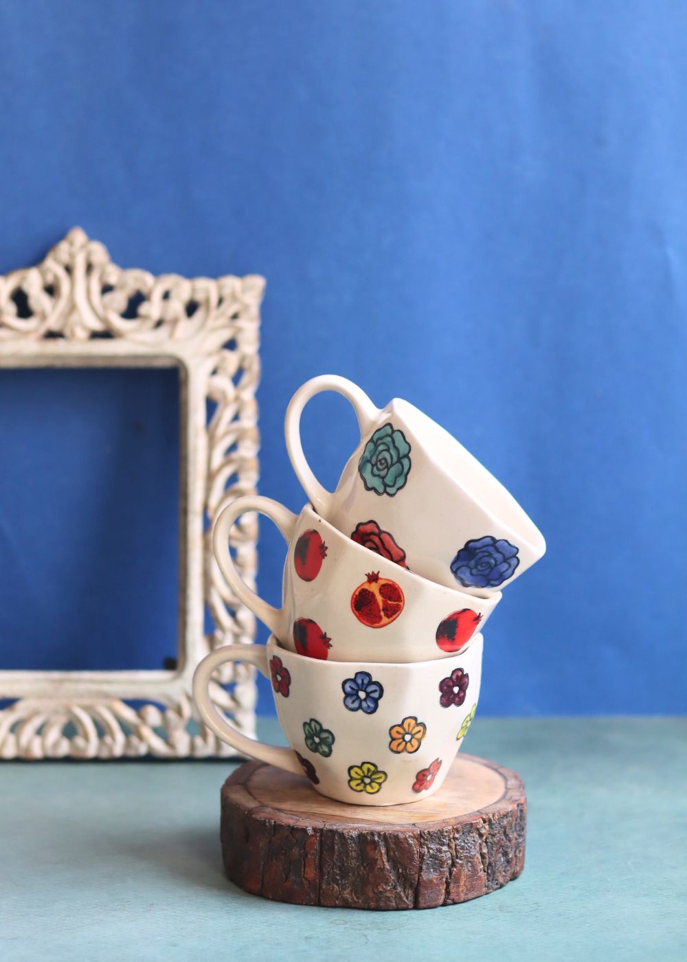 Set of 3 - Rosy Bloom Mugs made by ceramic