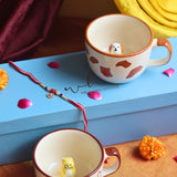 Dog & OG Cat Mug rakhi Gift Box made by ceramic