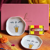Chai or Tum & Chai ho Jaye Handmade Dessert plate Rakhi Gift box with premium quality material