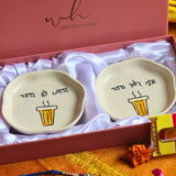 Chai or Tum & Chai ho Jaye Handmade Dessert plate Rakhi Gift box handmade in India
