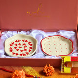 Heart & Red Polka Handmade Dessert plate Rakhi Gift box only for this raksha bandhan