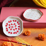 Heart & Red Polka Handmade Dessert plate Rakhi Gift box made with premium quality material