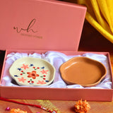 Bloom & Rust Handmade Dessert plate Rakhi Gift box made by ceramic
