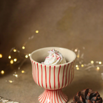 handmade red lined ice cream goblet