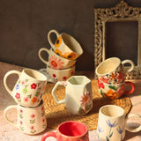 Set of 10 Floret Charm Mugs (for the price of 7) handmade in India