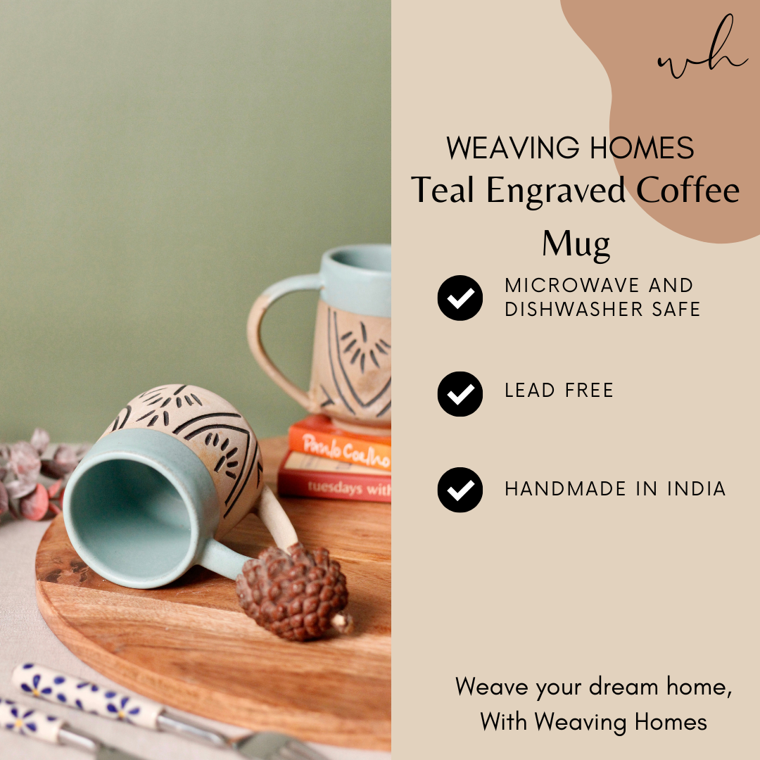 Teal Engraved Coffee Mug
