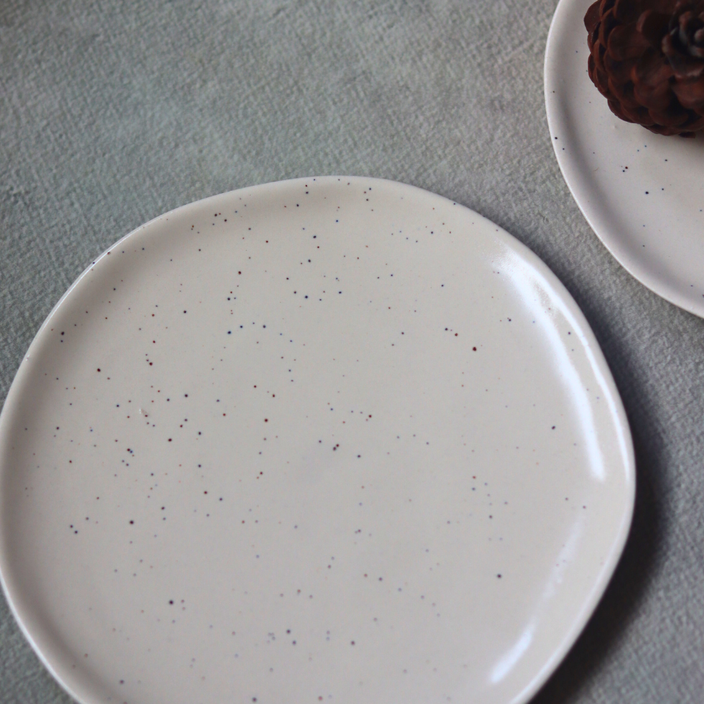 Handmade ceramic paper thin plate white