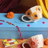 Handmade Surajmukhi & Flower Mug Rakhi Gift Box