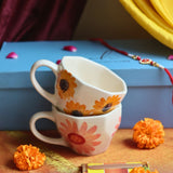 Surajmukhi & Flower Mug Rakhi Gift Box made by ceramic