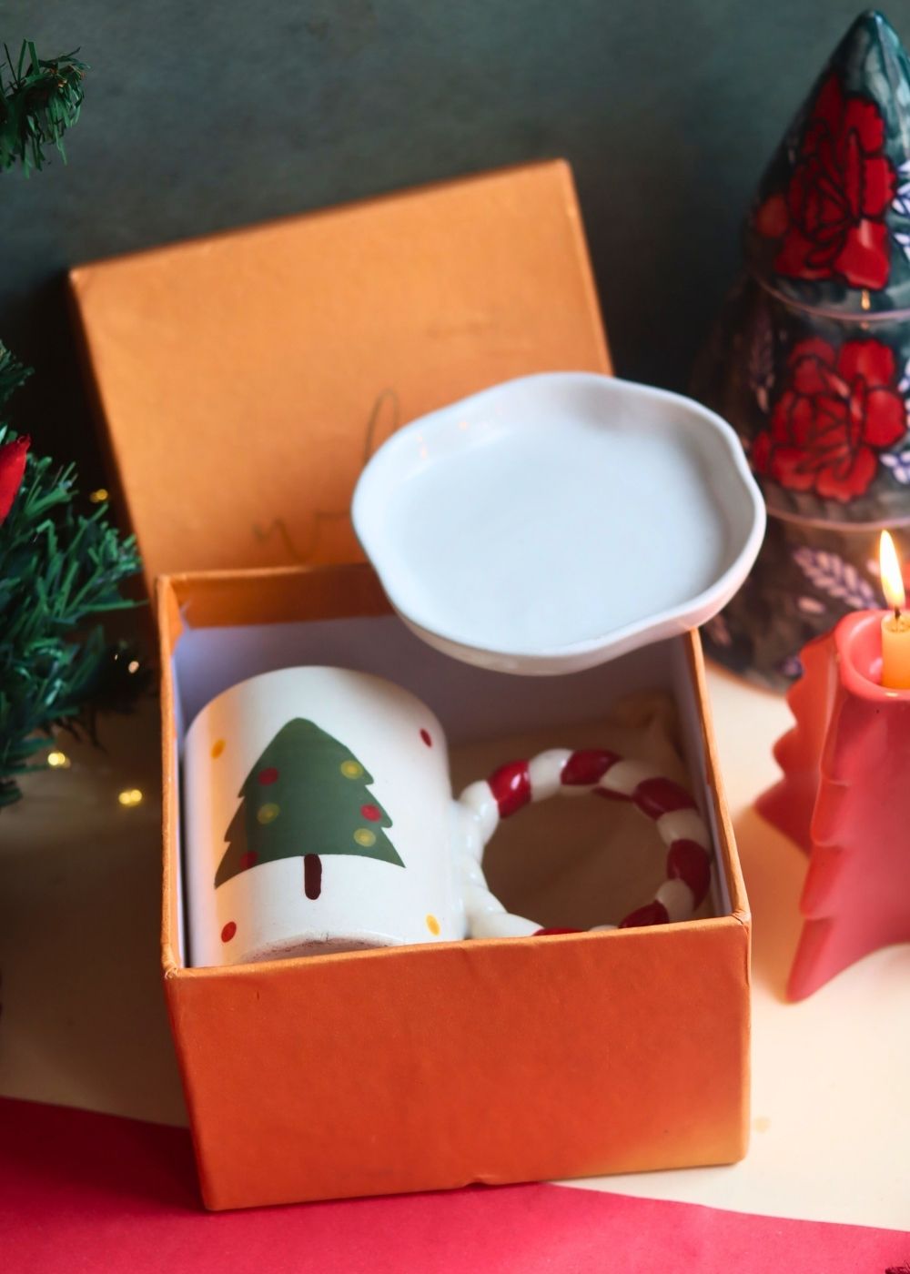 The OG Christmas Mug & White Handmade Dessert Plate in a Gift Box made by ceramic
