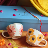 Surajmukhi & Flower Mug Rakhi Gift Box made with premium quality material