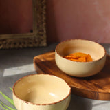 Ivory Ceramic Bowl - Set of 2 handmade in India