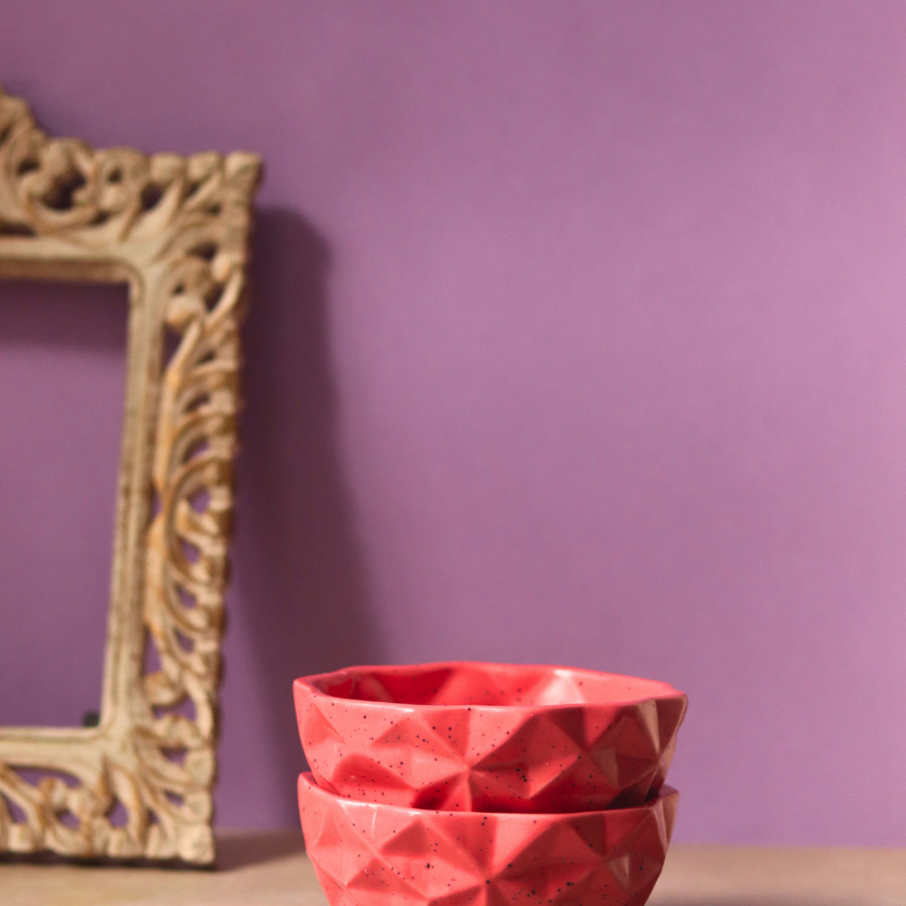 Two ceramic red bowls for kitchenware - small