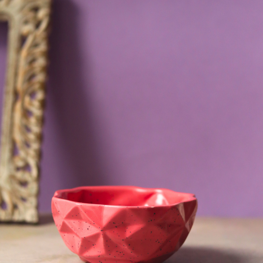 Handmade ceramic red diamond bowl