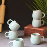 Handmade Cool Blue Ovule Shape Tea Cups - Set of 6