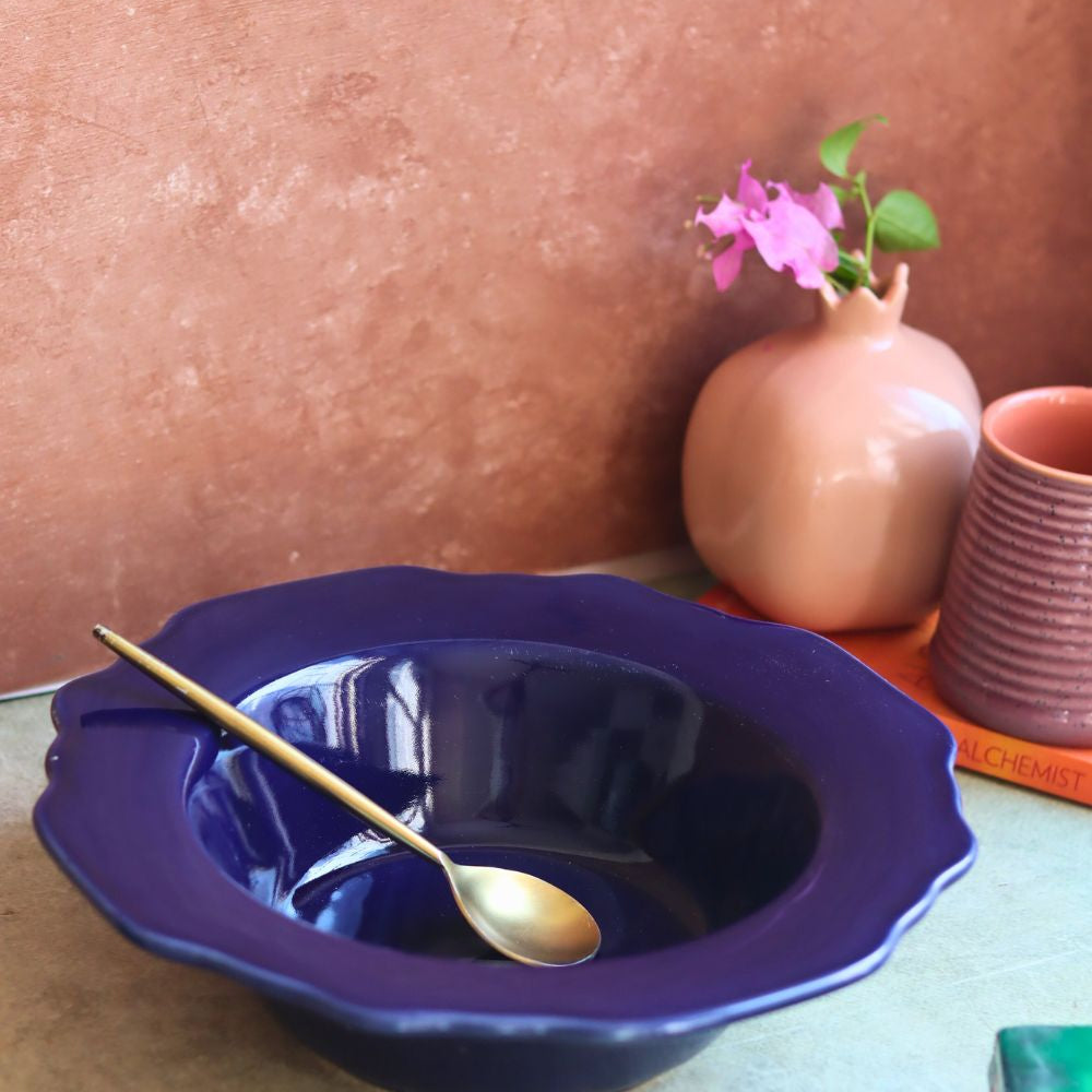 Royal Blue Pasta Bowl made by ceramic