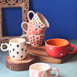 Set of 6 Heart Sip Mugs (for the price of 5) handmade in india