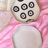 Evil eye & White Handmade Dessert Plate handmade in india