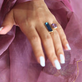 Silver plated Studded Stone Ring