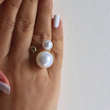 silver plated Pearly Elegance Ring- White