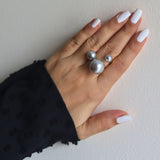 Anti tarnish Pearly Elegance Ring- Grey