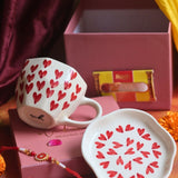 Heart Mug & All Heart Dessert Plate Rakhi Gift Box with premium quality material