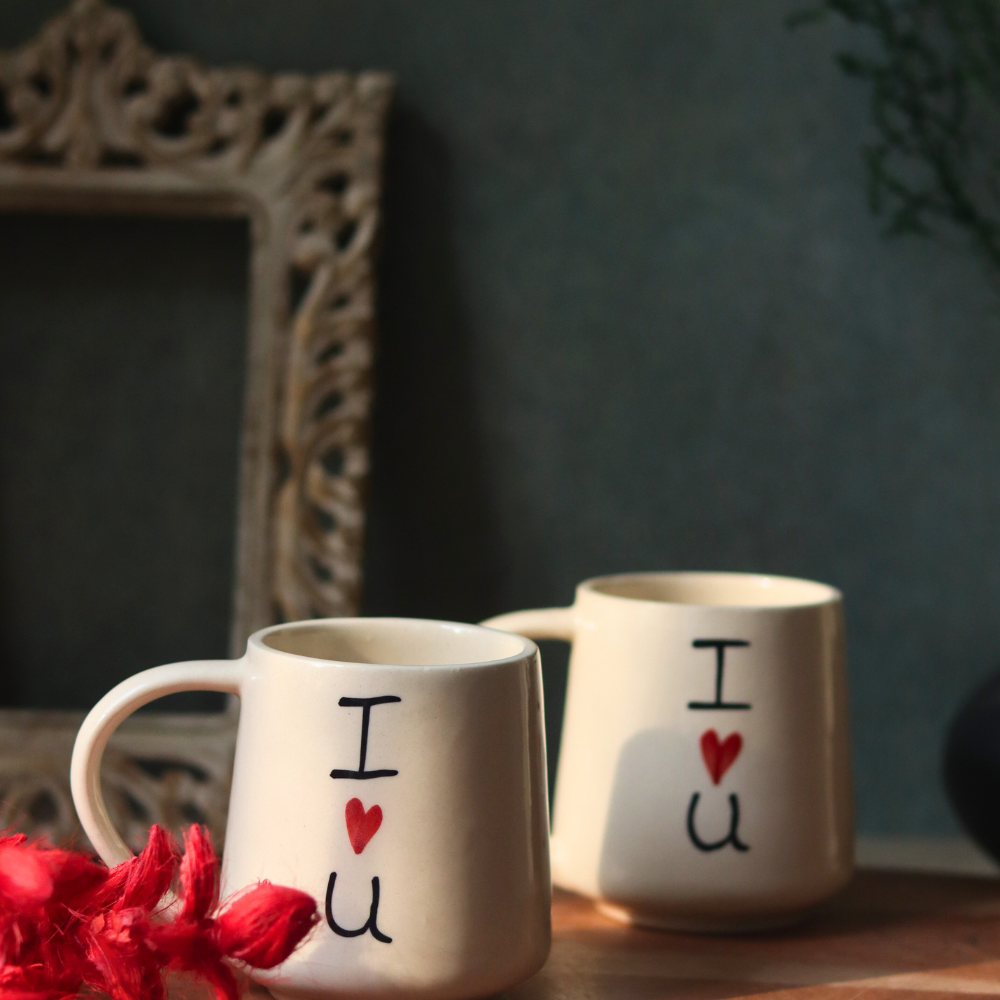 Two ceramic i heart you mugs 