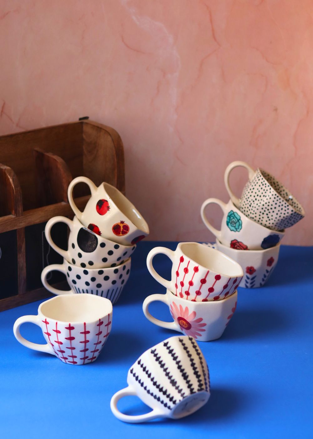 Handmade Set of 10 Floral Charm Mugs (for the price of 7)