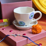 Evil Eye Mug & Evil Eye Dessert Plate Rakhi Gift Box handmade in India