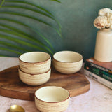 Handmade Set of 4 - Brown & White Katori