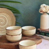 Set of 4 - Brown & White Katori with premium quality material