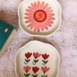 Flower & Pastel Tulip Handmade Dessert Plate handmade in India