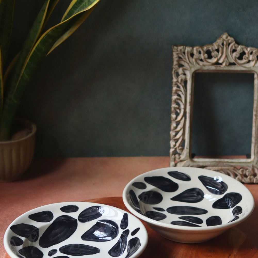 Handmade pebble pasta plates