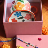 Brightday Mug & Brightday handmade Dessert Plate Rakhi Gift Box handmade in India
