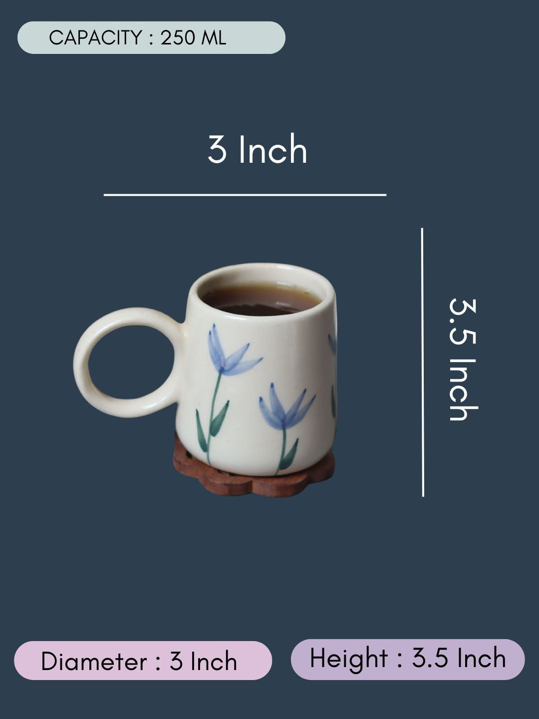 Blue Blooms Coffee Mug with size & fit