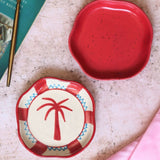 Palm & Red Handmade Dessert Plate with premium quality material