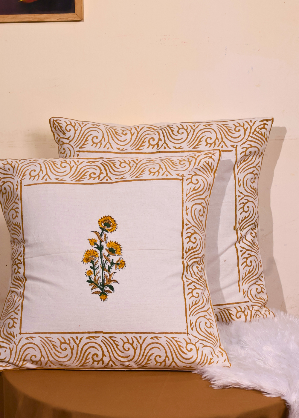Handprinted cushion cover