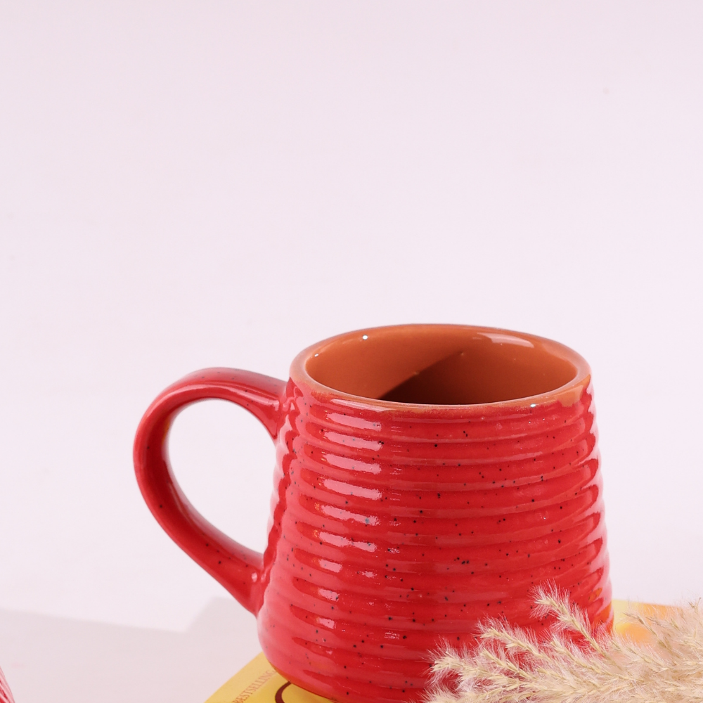 Red Ring Coffee Mug Handmade Ceramic 