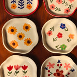 Handmade Set of 6 Flora Fiesta Handmade Dessert Plates (for the price of 5)