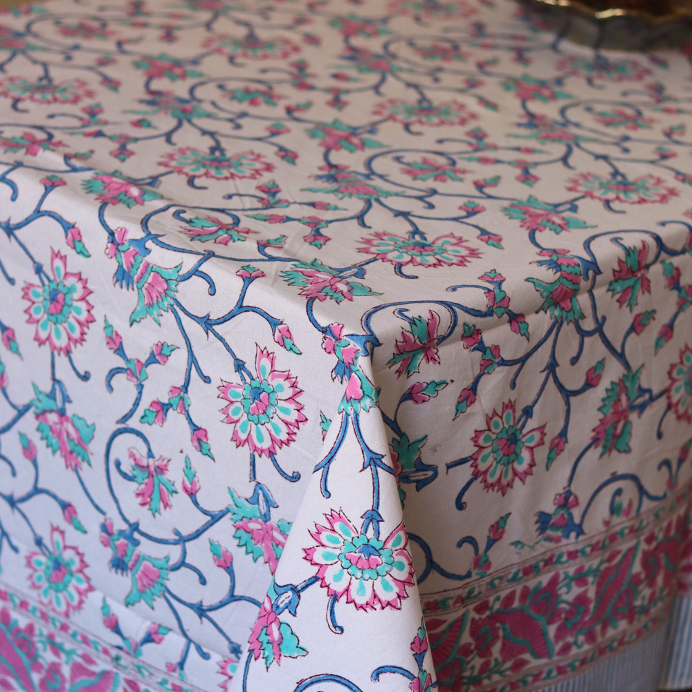 Cotton table cloth with floral design