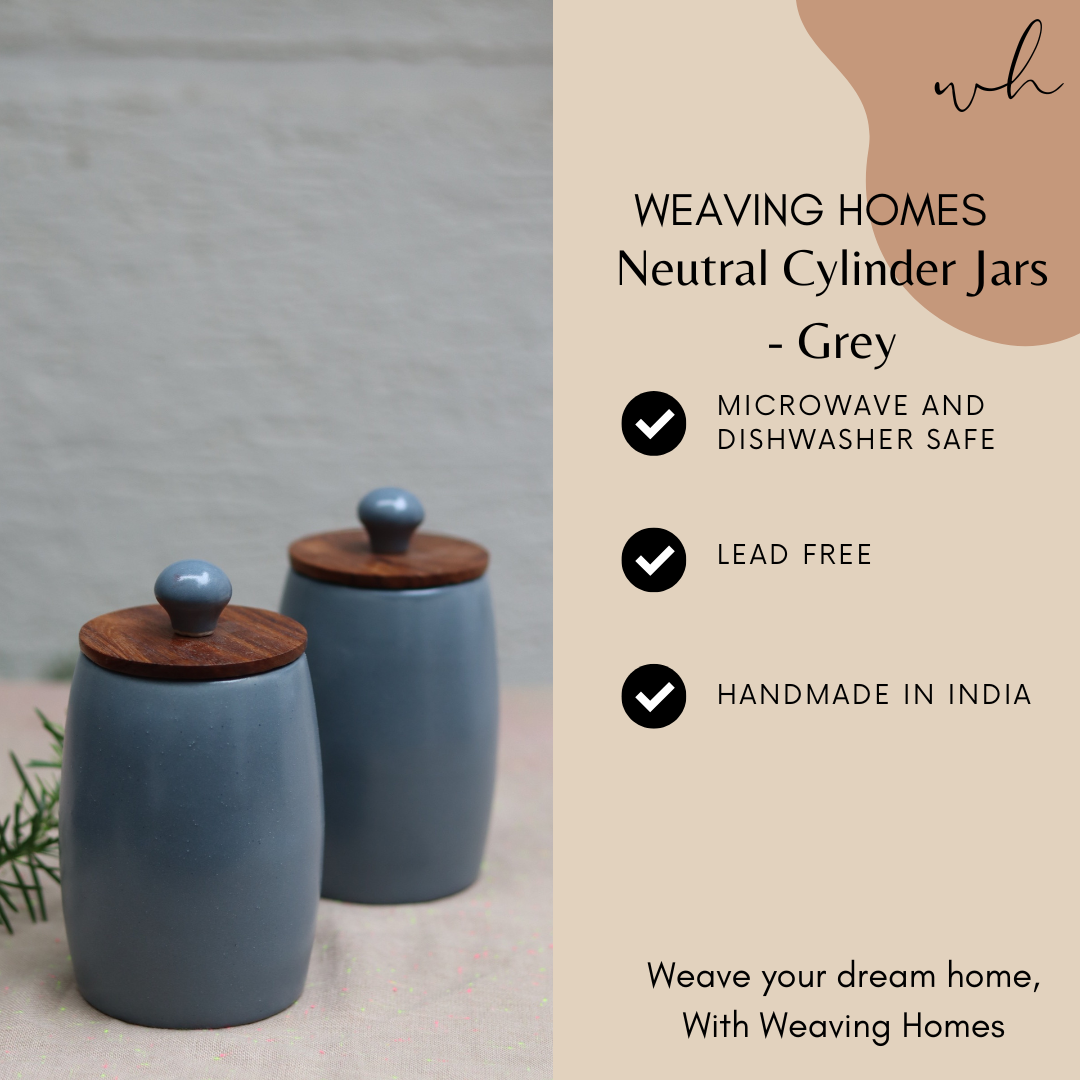 Neutral Cylinder Jars - Grey