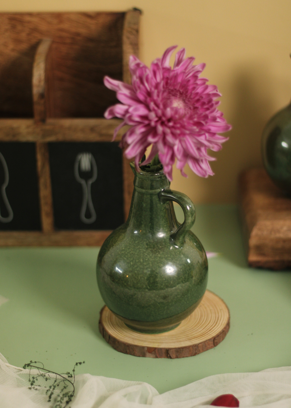 Green Surahi Vase