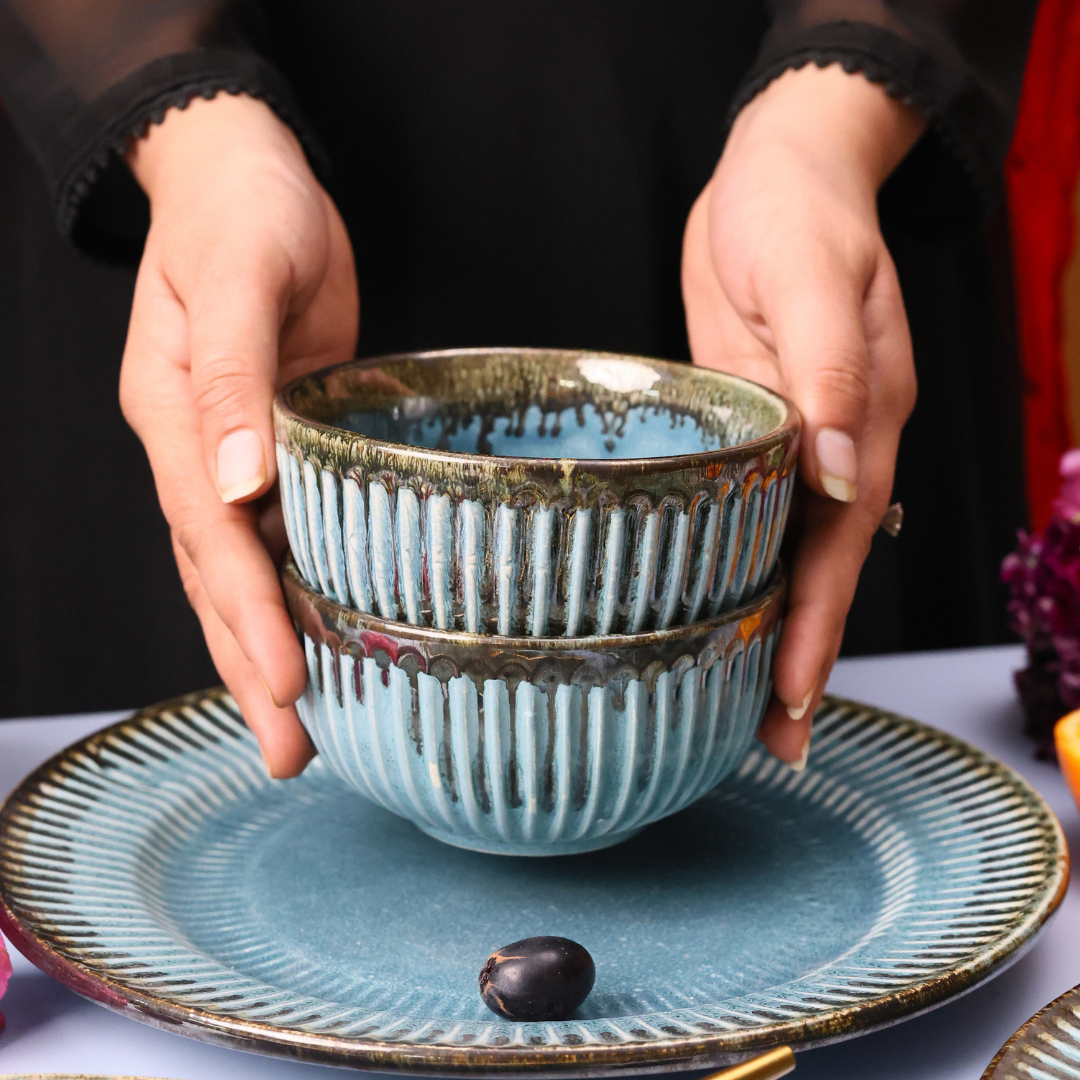 Teal Spiky Bowls â WeavingHomes