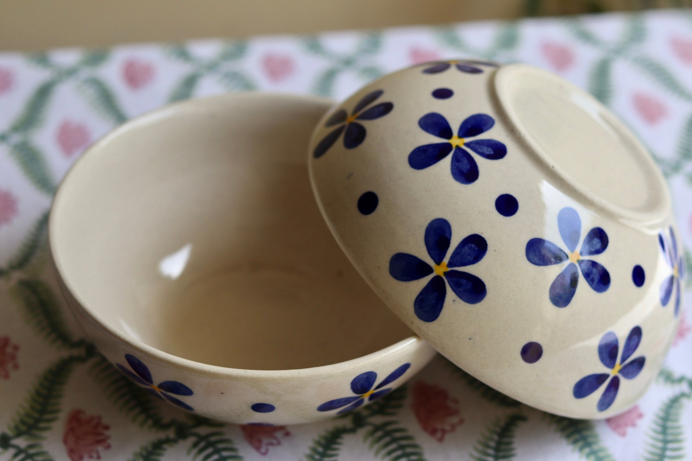 Handmade ceramic floral summer curry bowls 